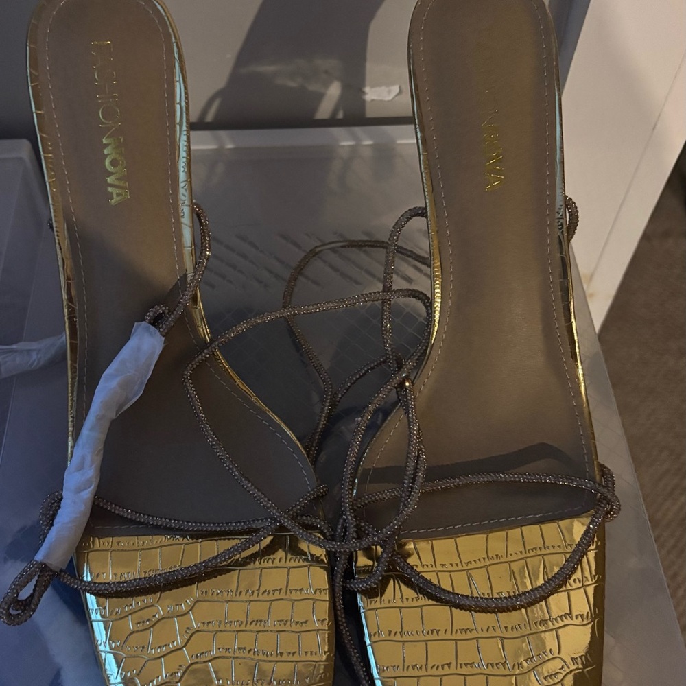 Fashion Nova Gold Glam Sandals